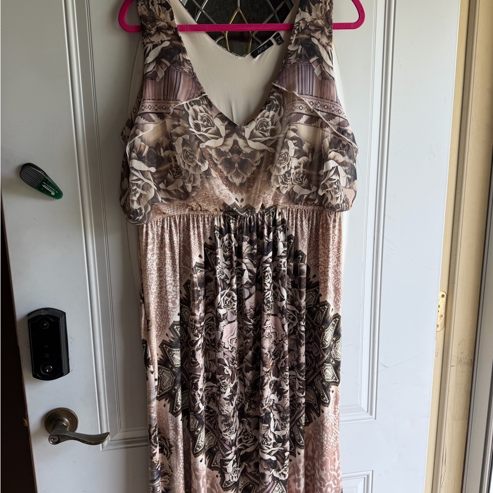 Apt. 9 Floral V-Neck Maxi Dress in Blush and Brown